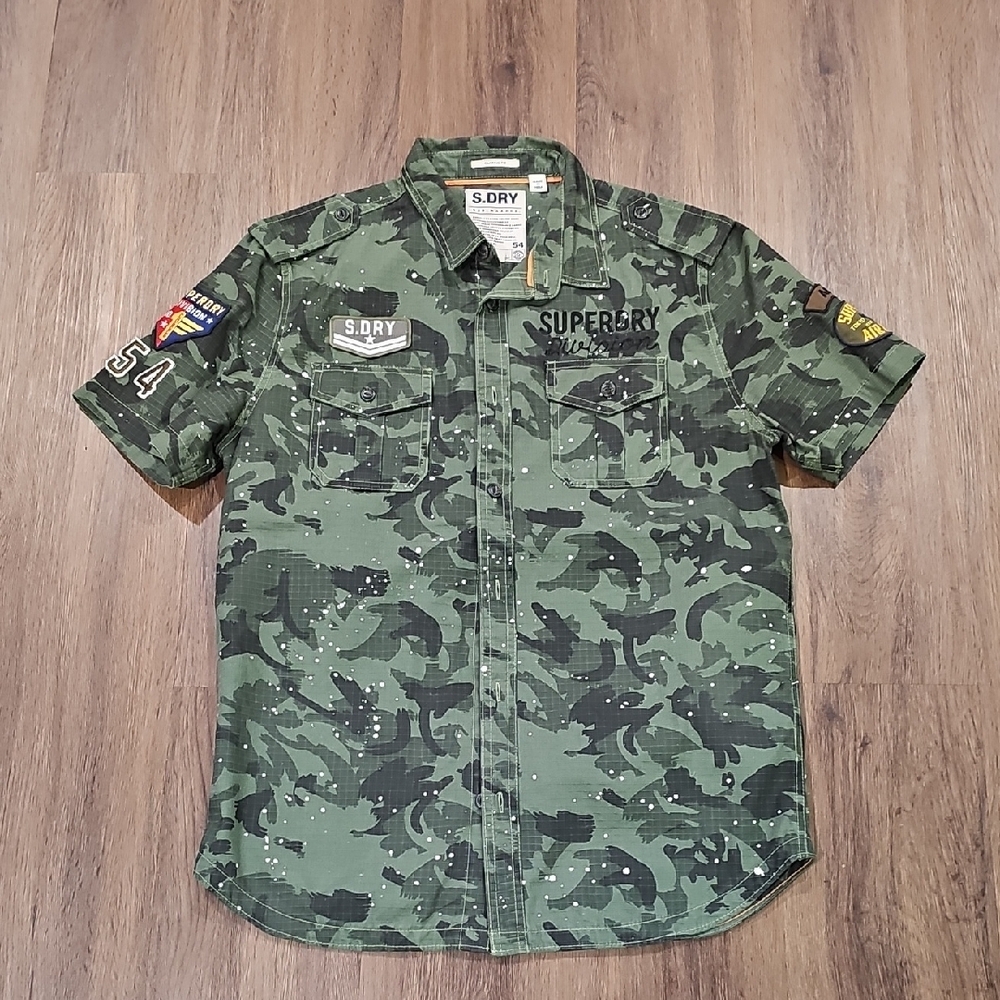 Superdry Green Camouflage Casual Button Down Shirt
